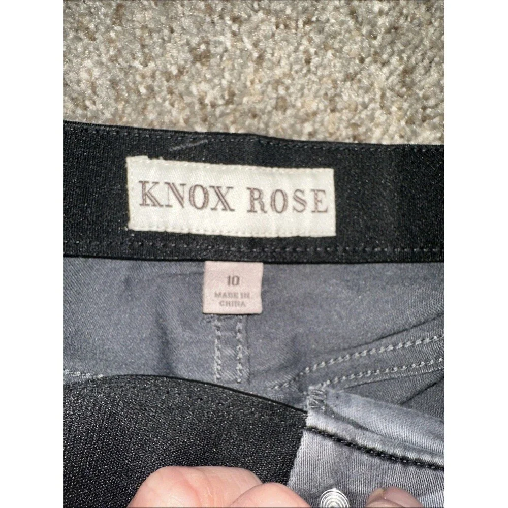 Knox Rose Utility Ankle Pants Womens 10 Gray Camo Mid-Rise Skinny Zip Fly Casual - Picture 2 of 8
